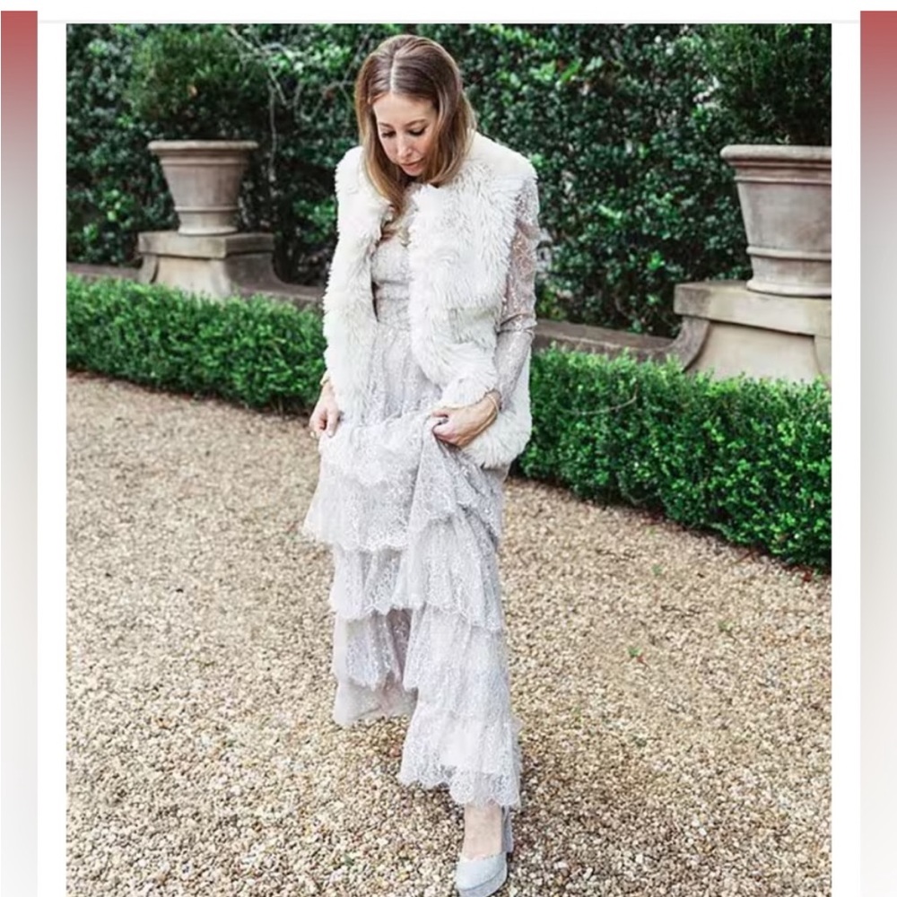 ANTONIO MELANI Silver Lace Tiered Maxi Dress - Picture 4 of 13